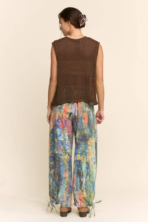 FISHNET OPEN-KNIT CREW NECK SWEATER VEST